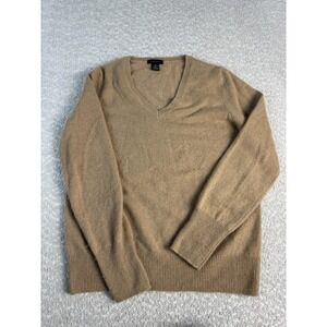 Only Mine Sweater Womens MP Brown 100% Cashmere V Neck Long Sleeve Knit Pullover